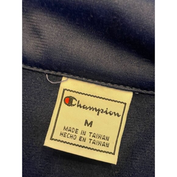 Vintage Champion windbreaker zippered pockets navy white stripes running 80's - Picture 4 of 5